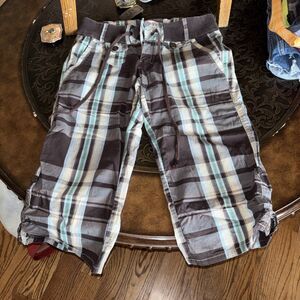 Vintage Y2K Candies Brown Blue Plaid Bermuda Shorts Womens Size 5 Long Surf Wear